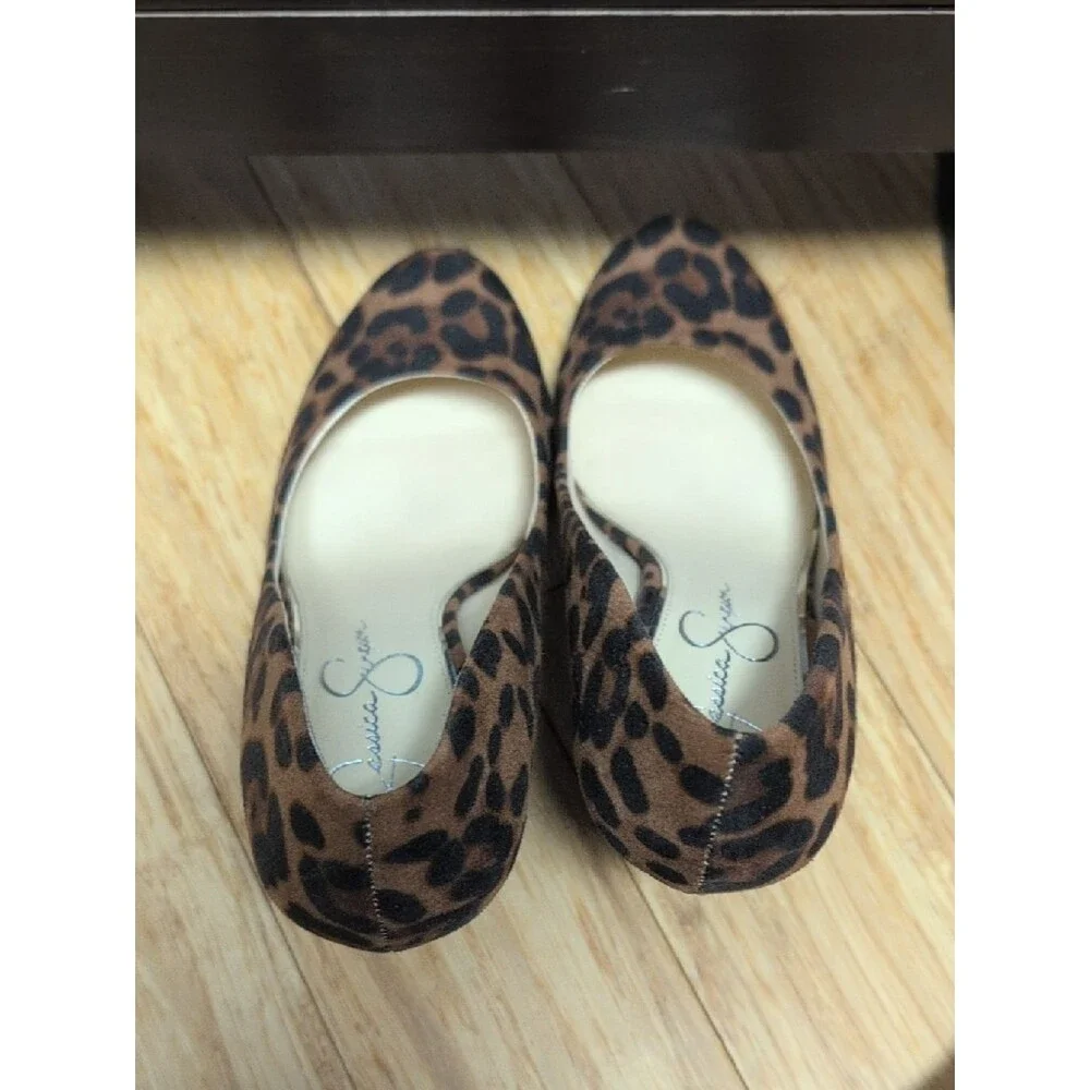 Jessica Simpson Cash Leopard Print Wedge Pumps - Brown/Black Size 7.5M